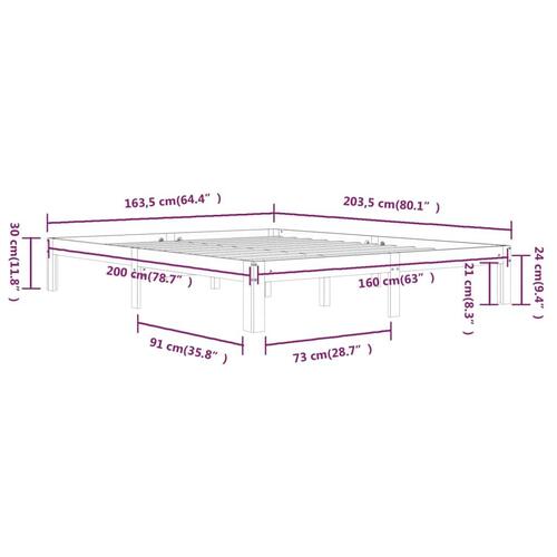 Sengeramme 160x200 cm massivt fyrretræ hvid