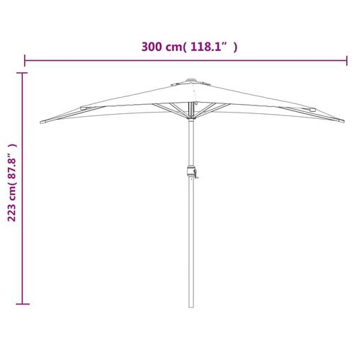 Balkonparasol med aluminumsstang sandfarvet 300 x 155 cm halv