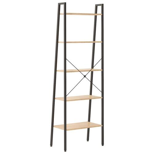 Stigereol med 5 hylder 56x35x174 cm lysebrun og sort