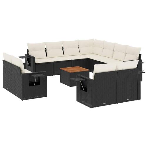 Sofasæt til haven 12 dele med hynder polyrattan sort