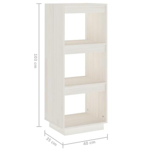 Bogreol/rumdeler 40x35x103 cm massivt fyrretræ hvid