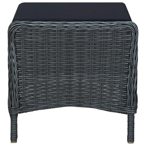 Havestol med lænefunktion og fodskammel polyrattan mørkegrå