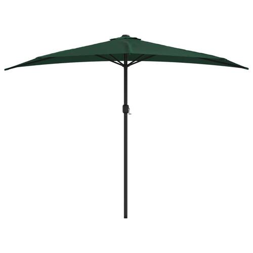 Balkonparasol med aluminumsstang grøn 300 x 155 cm halv