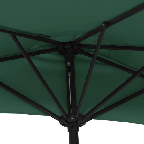 Balkonparasol med aluminumsstang grøn 300 x 155 cm halv