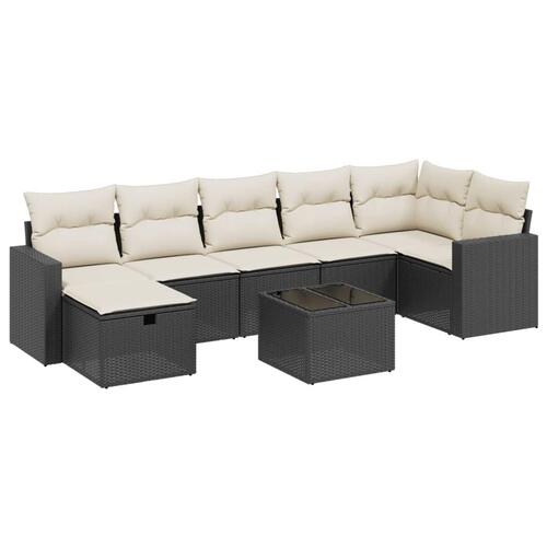 Sofasæt til haven 8 dele med hynder polyrattan sort