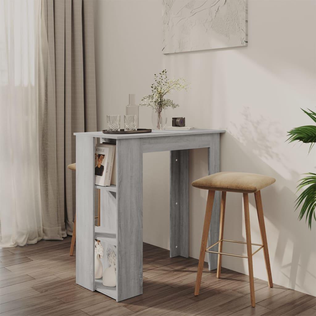Barbord m. hylde 102x50x103,5 cm konstrueret træ grå sonoma-eg