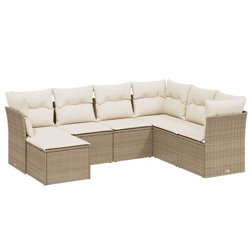 Sofasæt til haven 7 dele med hynder polyrattan beige