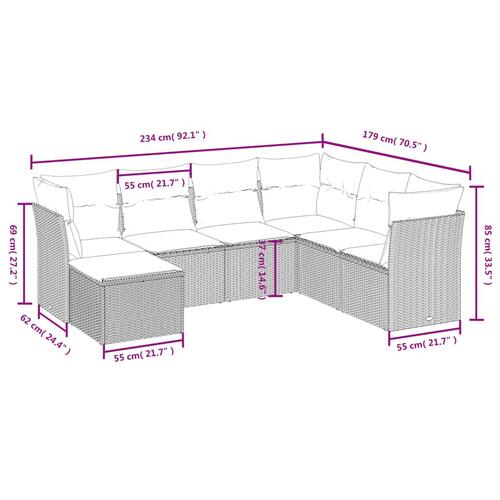Sofasæt til haven 7 dele med hynder polyrattan beige