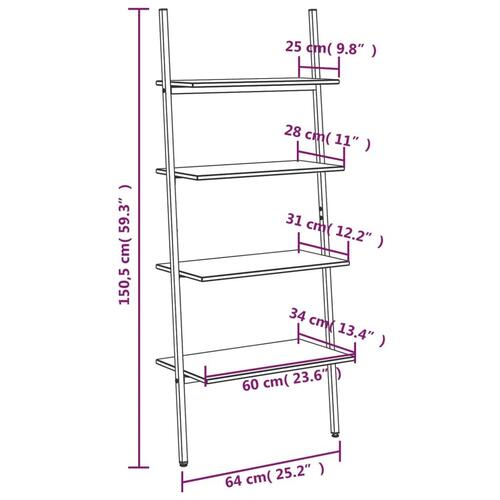 Stigereol med 4 hylder 64x34x150,5 cm sort