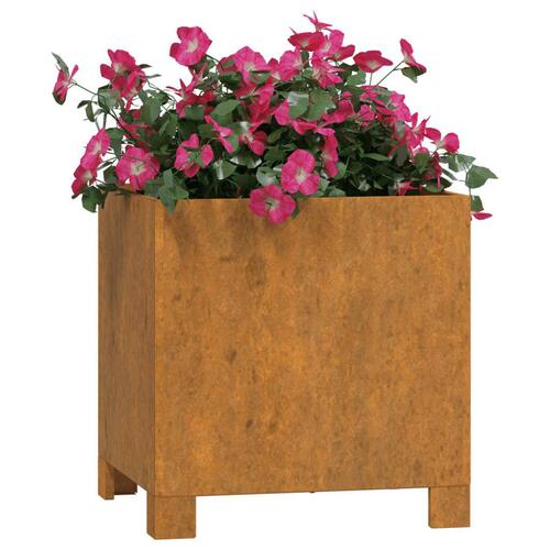 Plantekasser med ben 2 stk. 32x30x33 cm cortenstål rustfarvet