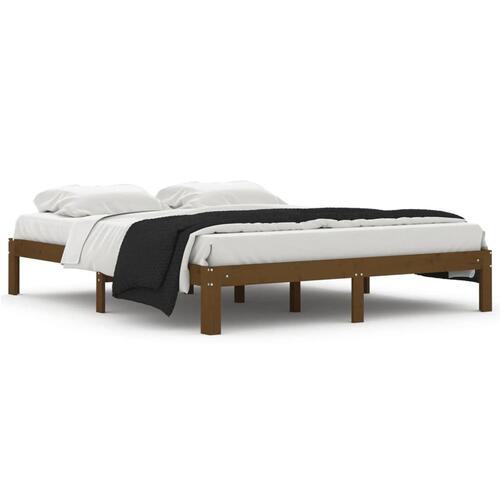Sengeramme 160x200 cm massivt fyrretræ gyldenbrun