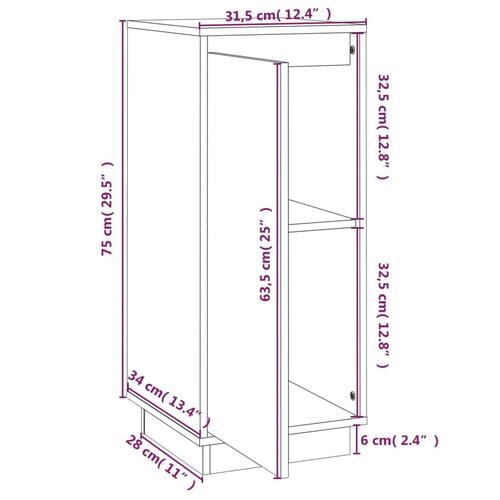 Skænk 31,5x34x75 cm massivt fyrretræ sort