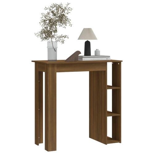 Barbord med hylde 102x50x103,5 cm konstrueret træ brun egetræ
