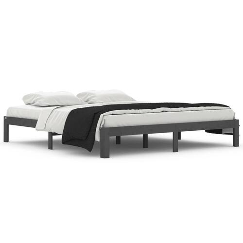 Sengestel 180x200 cm Super King massivt fyrretræ grå
