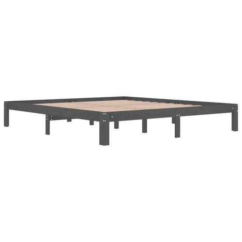 Sengestel 180x200 cm Super King massivt fyrretræ grå