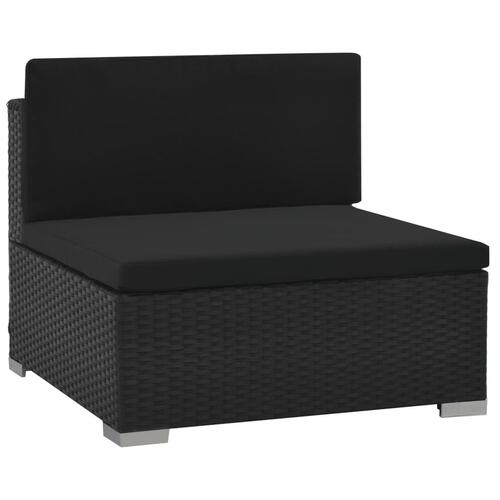 Haveloungesæt 6 dele med hynder polyrattan sort