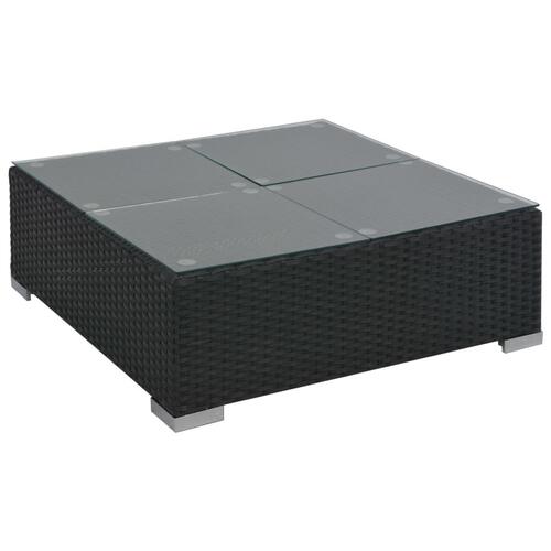 Haveloungesæt 6 dele med hynder polyrattan sort