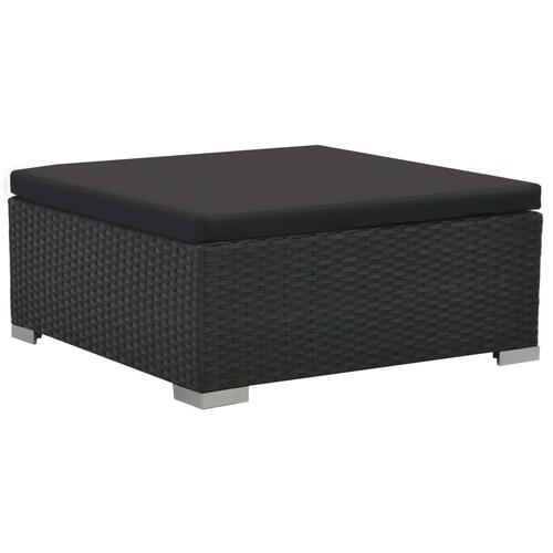 Haveloungesæt 6 dele med hynder polyrattan sort