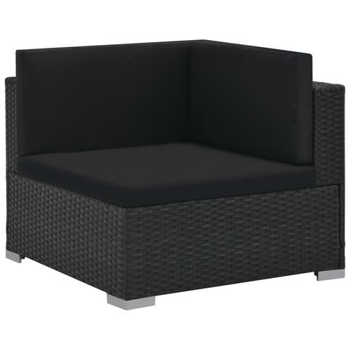 Haveloungesæt 6 dele med hynder polyrattan sort