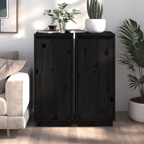 Skænke 2 stk. 31,5x34x75 cm massivt fyrretræ sort