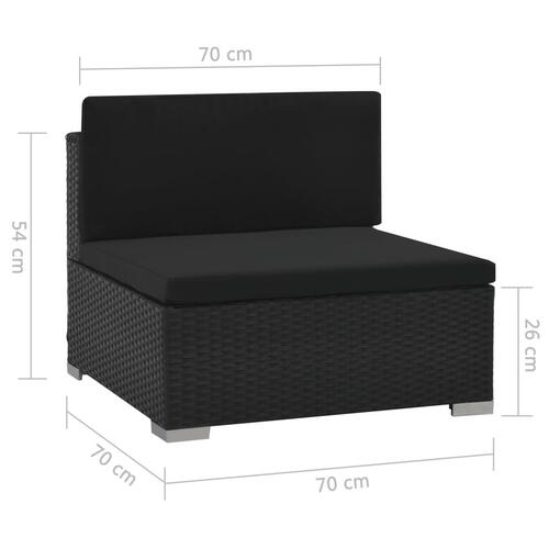 Haveloungesæt 6 dele med hynder polyrattan sort