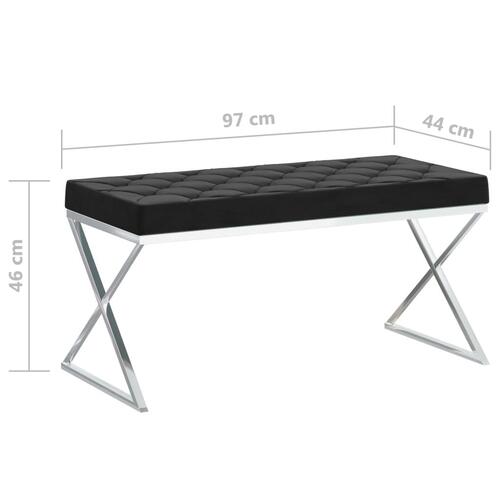Bænk 97 cm fløjl og rustfrit stål sort