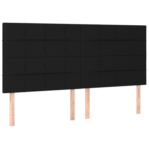 Sengeramme med sengegavl 200x200 cm - stof, sort