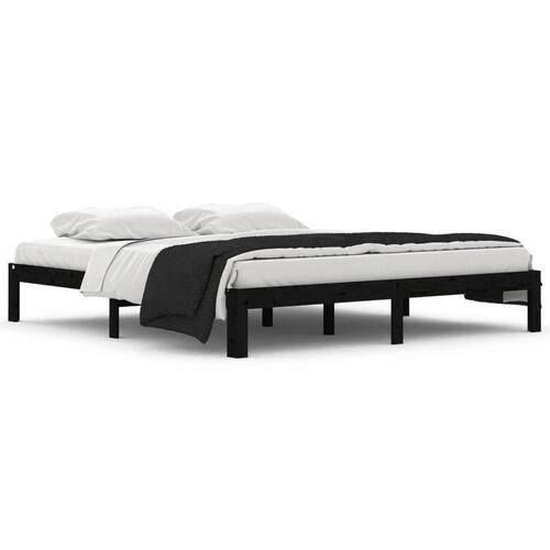 Sengeramme 180x200 cm Super King massivt fyrretræ sort