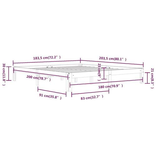 Sengeramme 180x200 cm Super King massivt fyrretræ sort