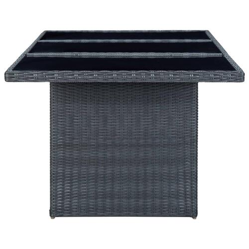 Havebord polyrattan og hærdet glas mørkegrå