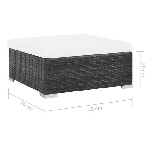 Haveloungesæt 7 dele med hynder polyrattan sort