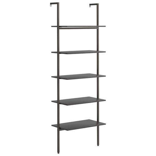 Stigereol med 5 hylder 64x35x185 cm sort