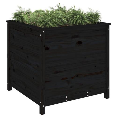 Plantekasse 82,5x82,5x78 cm massivt fyrretræ sort