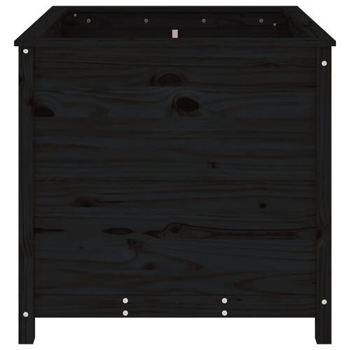 Plantekasse 82,5x82,5x78 cm massivt fyrretræ sort