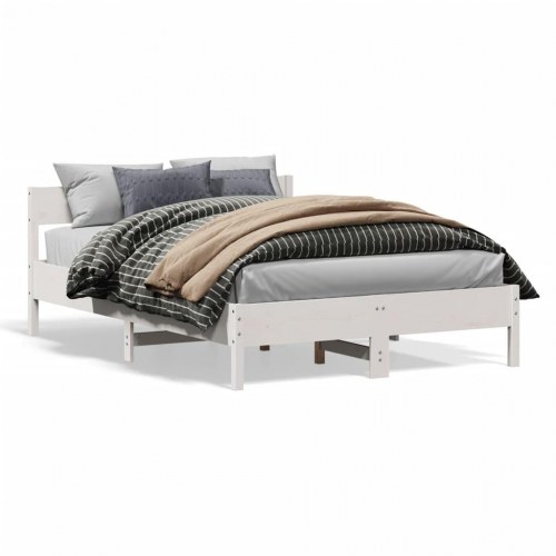 Sengeramme uden madras 140 x 190 cm massivt fyrretræ - hvid