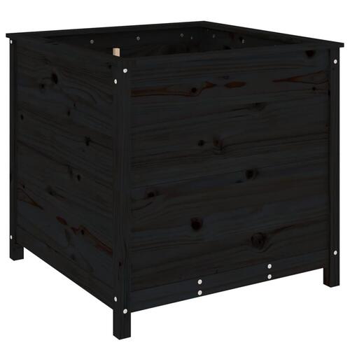 Plantekasse 82,5x82,5x78 cm massivt fyrretræ sort