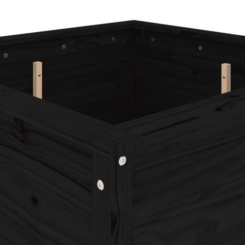 Plantekasse 82,5x82,5x78 cm massivt fyrretræ sort