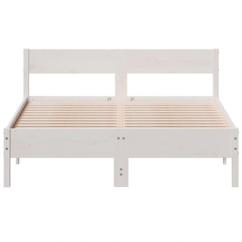Sengeramme uden madras 140 x 190 cm massivt fyrretræ - hvid
