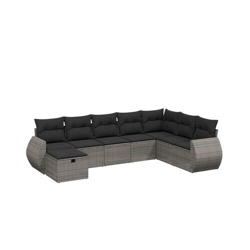 Sofasæt til haven 8 dele med hynder polyrattan grå