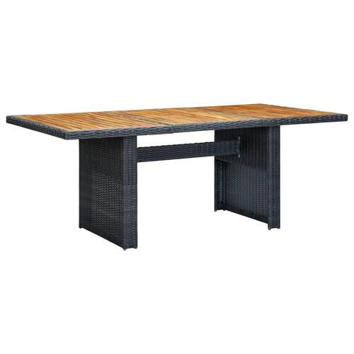 Havebord polyrattan og massivt akacietræ mørkegrå