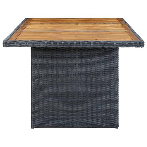 Havebord polyrattan og massivt akacietræ mørkegrå