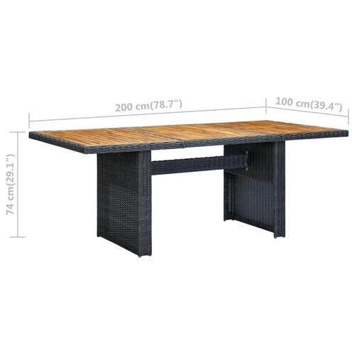 Havebord polyrattan og massivt akacietræ mørkegrå