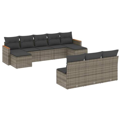 Sofasæt til haven 10 dele med hynder polyrattan grå
