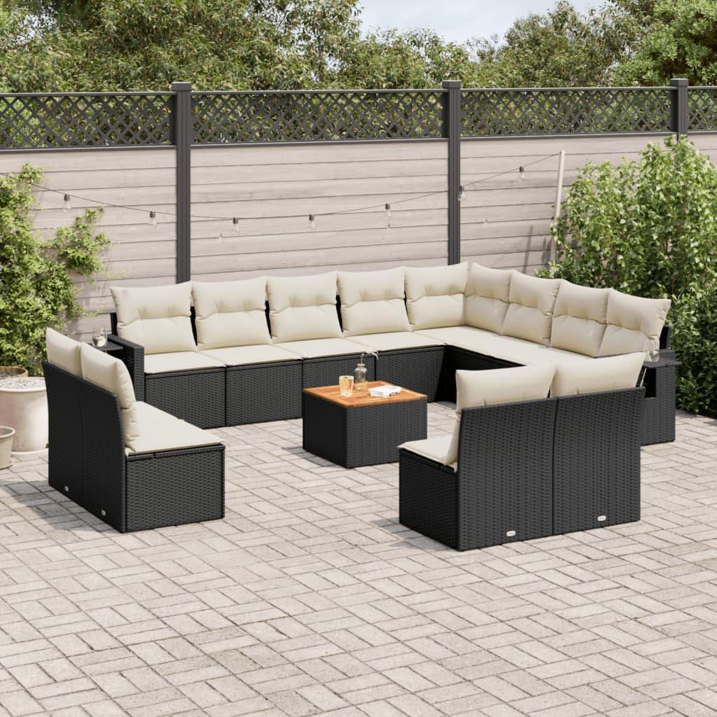 Sofasæt til haven 13 dele med hynder polyrattan sort