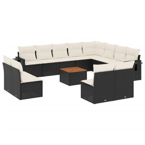 Sofasæt til haven 13 dele med hynder polyrattan sort