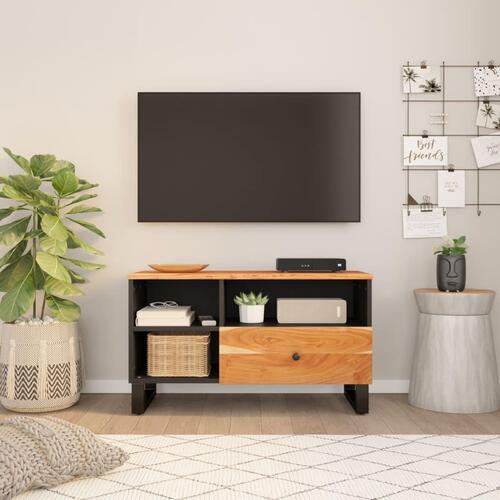 Tv-bord 80x33x46 cm massivt akacietræ og konstrueret træ