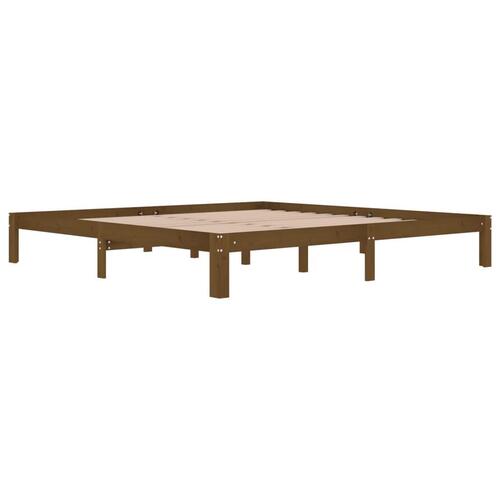 Sengeramme 200x200 cm massivt fyrretræ gyldenbrun