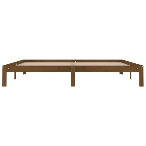 Sengeramme 200x200 cm massivt fyrretræ gyldenbrun