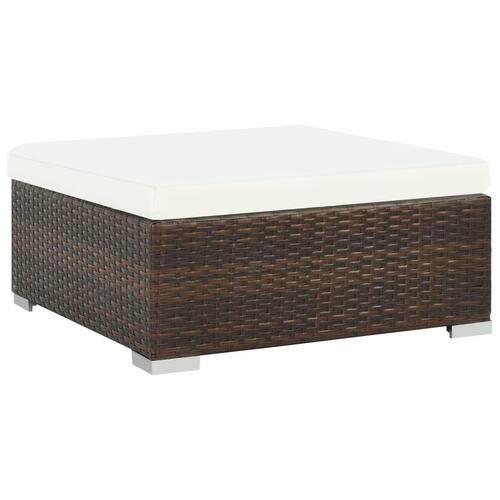 Haveloungesæt 7 dele med hynder polyrattan brun