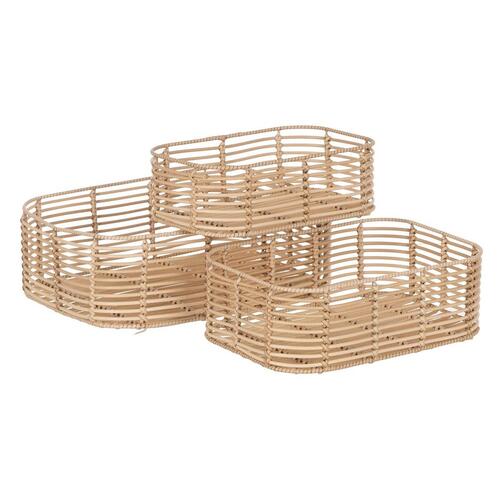 Set med kurve Natur Harpiks 40 x 30 x 13 cm (3 Dele)